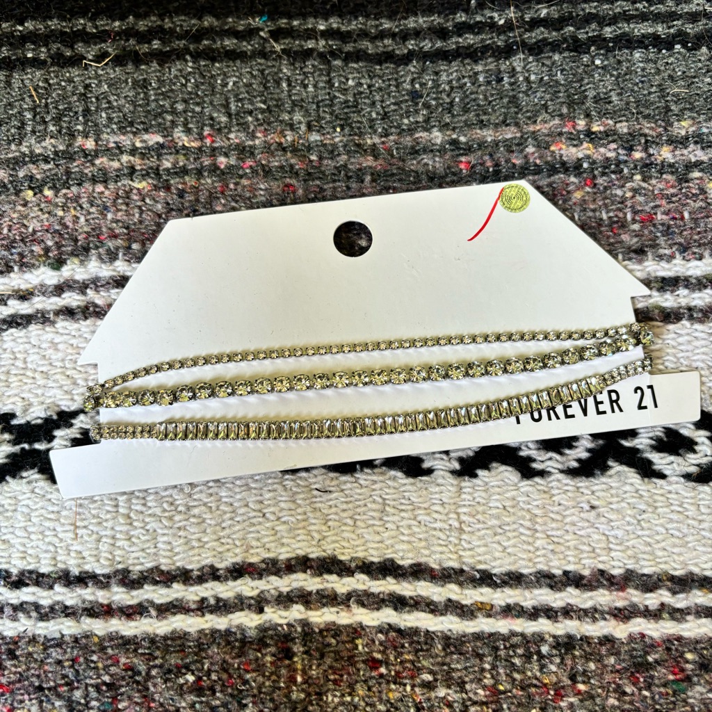 Nwt Forever 21 Rhinestone Choker Set Of Three Necklaces 18$
